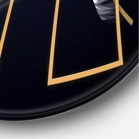 Designart - Black Tropical Leaves With Golden Rectangles